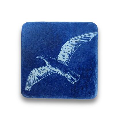 Magnet mini tile blue print seagull blue