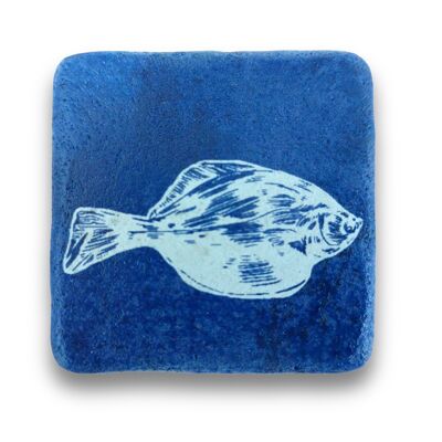 Magnet mini tile blue print flounder blue