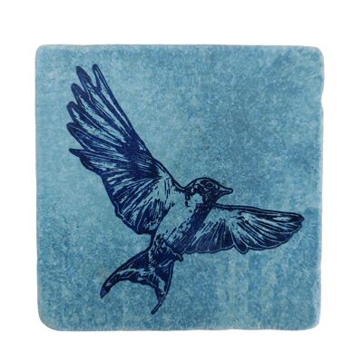 Magnet Minifliese Blaudruck Schwalbenflug hellblau