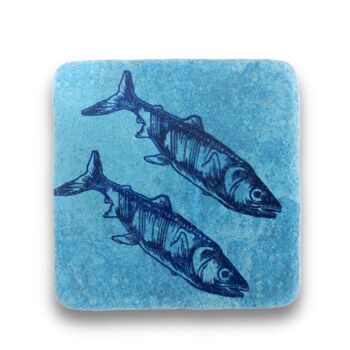 Magnet mini carrelage bleu imprimé poisson bleu clair 1