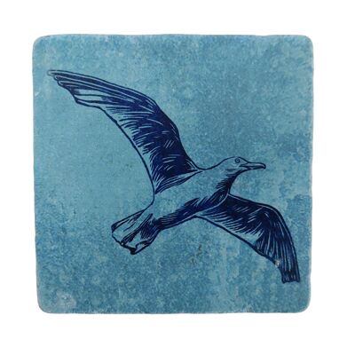 Magnet mini tile blue print seagull light blue