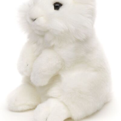 Conejo de angora, de pie (blanco) - 18 cm (alto) - Palabras clave: animal del bosque, liebre, conejo, peluche, peluche, peluche, peluche