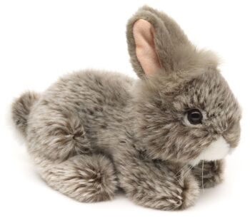 Lapin angora, couché (gris) - 18 cm (longueur) - Mots clés : animal de la forêt, lièvre, lapin, peluche, peluche, peluche, peluche 1