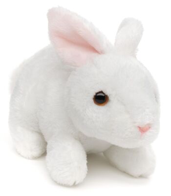 Peluche lapin (blanc) - 15 cm (longueur) - Mots clés : animal de la forêt, lapin, peluche, peluche, peluche, peluche 1