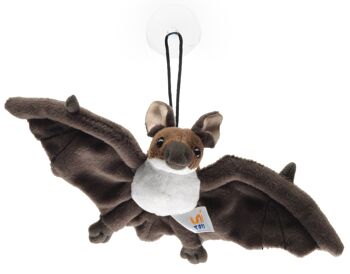 Chauve-souris (marron-blanc) - Avec ventouse - 23 cm (largeur) - Mots clés : animal de la forêt, peluche, peluche, peluche, doudou 1