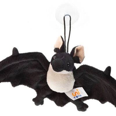 Bat (black and white) - With suction cup - 23 cm (width) - Keywords: forest animal, plush, plush toy, stuffed animal, cuddly toy