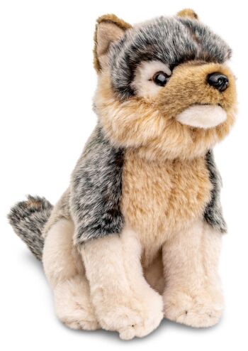 Louveteau gris, assis - 26 cm (longueur) - Mots clés : animal de la forêt, loup, peluche, peluche, peluche, peluche 2