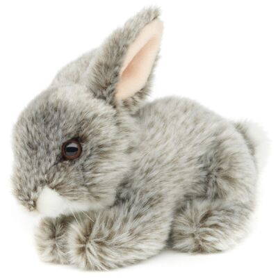 Coniglietto sdraiato (grigio) - 18 cm (lunghezza) - Parole chiave: animale della foresta, coniglio, peluche, peluche, animale di peluche, peluche