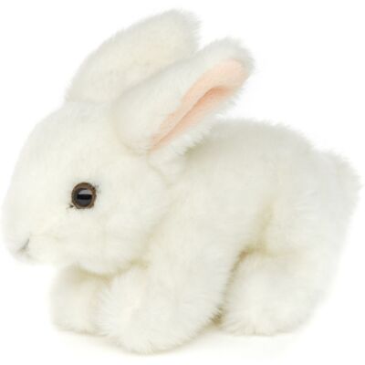 Lapin couché (blanc) - 18 cm (longueur) - Mots clés : animal de la forêt, lapin, peluche, peluche, peluche, peluche