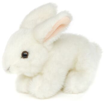 Lapin couché (blanc) - 18 cm (longueur) - Mots clés : animal de la forêt, lapin, peluche, peluche, peluche, peluche 1