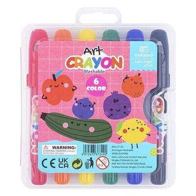 Crayons Soyeux Lavables - 6 Couleurs (nouvel emballage)