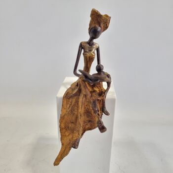 Sculpture en bronze "Femme qui lit" de Hamed Nikiema | 23 cm 13