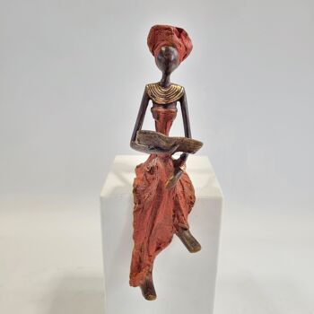 Sculpture en bronze "Femme qui lit" de Hamed Nikiema | 23 cm 14