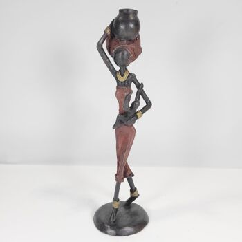 Sculpture en bronze "Femme avec enfant et cruche" de Issouf | différentes tailles et couleurs 2
