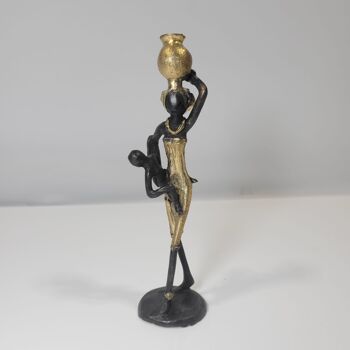 Sculpture en bronze "Femme avec enfant et cruche" de Issouf | différentes tailles et couleurs 4