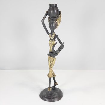 Sculpture en bronze "Femme avec enfant et cruche" de Issouf | différentes tailles et couleurs 7