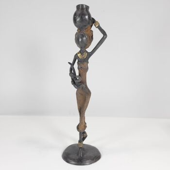 Sculpture en bronze "Femme avec enfant et cruche" de Issouf | différentes tailles et couleurs 9
