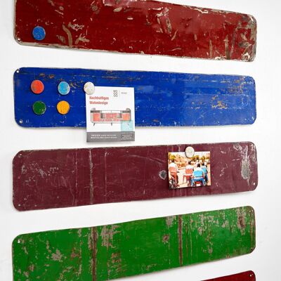 Magnetic board made from recycled oil barrels with 5 colorful magnets 80 cm * 15 cm