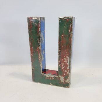 Lettre « U » fabriquée à partir de barils de pétrole recyclés | 22 ou 50 cm | Couleurs différentes 3