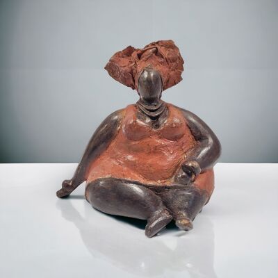 Escultura de bronce "Bobaraba Ida" de Hamidou Ouedraogo | 11cm 500g