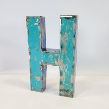 Lettre "H" fabriquée à partir de barils de pétrole recyclés | 22 ou 50 cm | Couleurs différentes 2