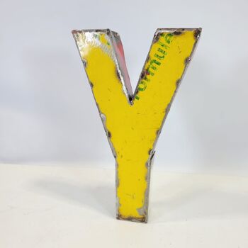 Lettre « Y » fabriquée à partir de barils de pétrole recyclés | 22 ou 50 cm | Couleurs différentes 1