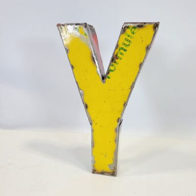 Lettre « Y » fabriquée à partir de barils de pétrole recyclés | 22 ou 50 cm | Couleurs différentes