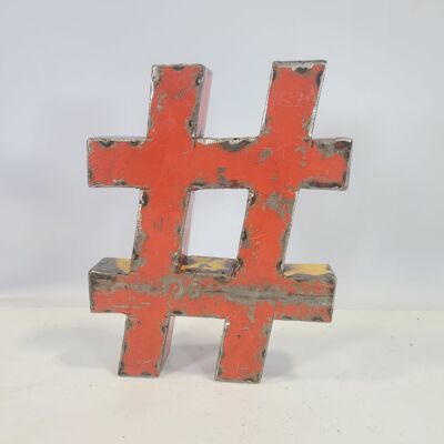 Símbolo especial hashtag "#" diamante elaborado a partir de barriles de petróleo reciclados | 21 o 35 cm | Colores diferentes