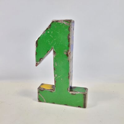 Dígito numérico "1" elaborado a partir de barriles de petróleo reciclados | 22 o 50 cm | Colores diferentes