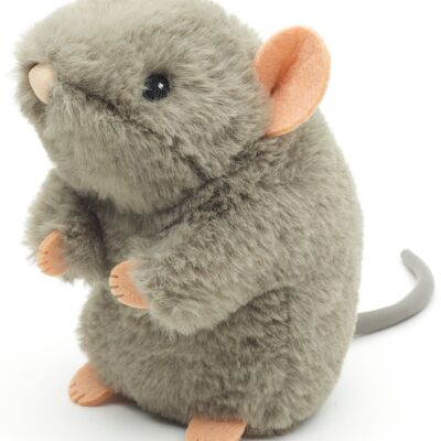 Souris assise - 'Uni-Toys Eco-Line' - Matériau 100 % recyclé - 15 cm (hauteur) - Mots clés : animal de la forêt, peluche, peluche, peluche, peluche