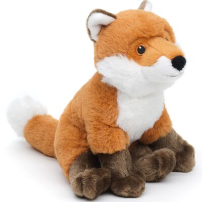 Red fox, sitting - 'Uni-Toys Eco-Line' - 100% recycled material - 20 cm (height) - Keywords: forest animal, fox, plush, plush toy, stuffed animal, cuddly toy