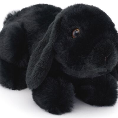 Coniglio montone, sdraiato (nero) - 20 cm (lunghezza) - Parole chiave: animale della foresta, lepre, coniglio, peluche, peluche, animale di peluche, peluche