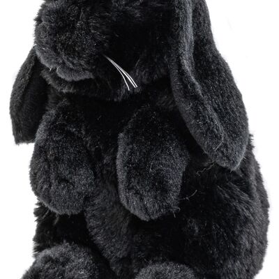 Conejo carnero, sentado (negro) - 19 cm (alto) - Palabras clave: animal del bosque, liebre, conejo, peluche, peluche, peluche, peluche