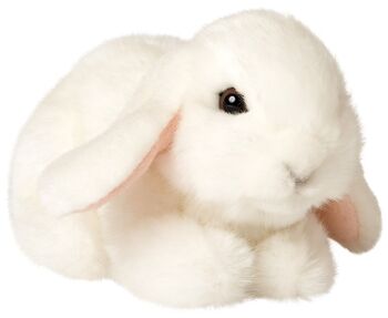 Lapin bélier, couché (blanc) - 18 cm (longueur) - Mots clés : animal de la forêt, lièvre, lapin, peluche, peluche, peluche, peluche 1