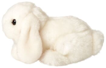 Lapin bélier, couché (blanc) - 18 cm (longueur) - Mots clés : animal de la forêt, lièvre, lapin, peluche, peluche, peluche, peluche 2