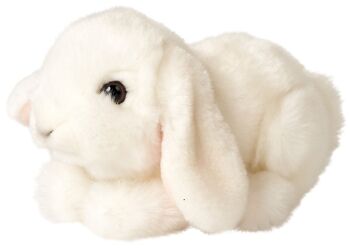 Lapin bélier, couché (blanc) - 18 cm (longueur) - Mots clés : animal de la forêt, lièvre, lapin, peluche, peluche, peluche, peluche 3