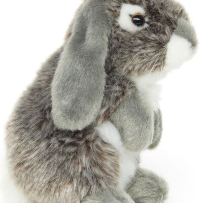 Lapin bélier, debout (gris) - 18 cm (hauteur) - Mots clés : animal de la forêt, lièvre, lapin, peluche, peluche, peluche, doudou