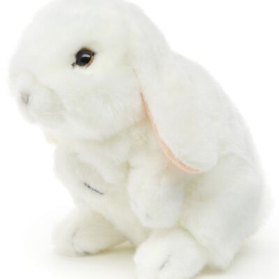 Lapin bélier, debout (blanc) - 18 cm (hauteur) - Mots clés : animal de la forêt, lièvre, lapin, peluche, peluche, peluche, doudou