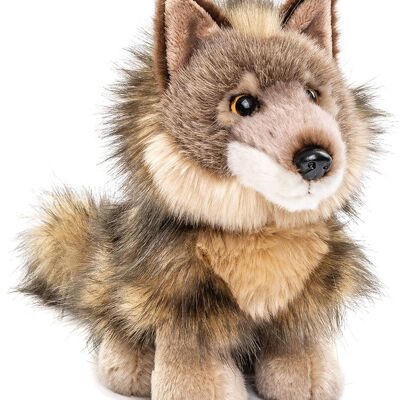 Cucciolo di lupo seduto - 20 cm (altezza) - Parole chiave: animale della foresta, peluche, peluche, animale di peluche, peluche