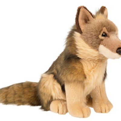 Lobo, sentado - 25 cm (altura) - Palabras clave: animal del bosque, peluche, peluche, peluche, peluche