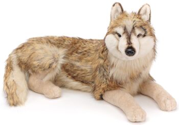 Loup couché - 100 cm (longueur) - Mots clés : animal de la forêt, peluche, peluche, peluche, peluche 2