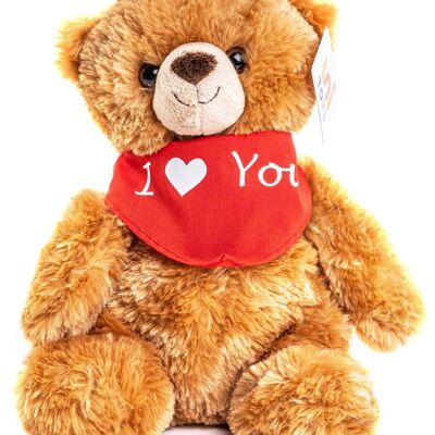 Teddy - Con sciarpa "I ❤️ You" - 25 cm (altezza) - Parole chiave: orsacchiotto, San Valentino, Festa della mamma, peluche, peluche, peluche, peluche