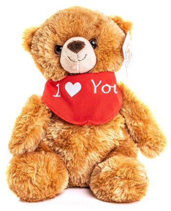 Teddy - Avec écharpe "I ❤️ You" - 25 cm (hauteur) - Mots clés : ours en peluche, Saint Valentin, Fête des Mères, peluche, peluche, peluche, doudou 1