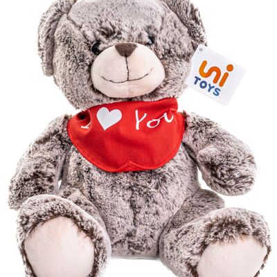 Teddy bear, super soft (dark brown) - With scarf "I ❤️ You" - 24 cm (height) - Keywords: Teddy, Valentine's Day, Mother's Day, plush, plush toy, stuffed toy, cuddly toy