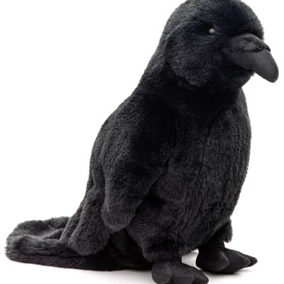 Cuervo negro - 23 cm (alto) - Palabras clave: pájaro, pájaro de jardín, peluche, peluche, animal de peluche, peluche