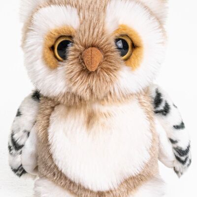 Hibou (beige-blanc) - 18 cm (hauteur) - Mots clés : oiseau, animal de la forêt, peluche, peluche, peluche, doudou