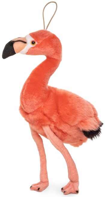 Flamant rose, avec boucle - 19 cm (hauteur) - Mots clés : oiseau, animal sauvage exotique, peluche, peluche, peluche, doudou 2