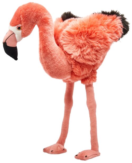 Flamingo rosa, stehend - 46 cm (Höhe) - Keywords: Vogel, exotisches Wildtier, Plüsch, Plüschtier, Stofftier, Kuscheltier