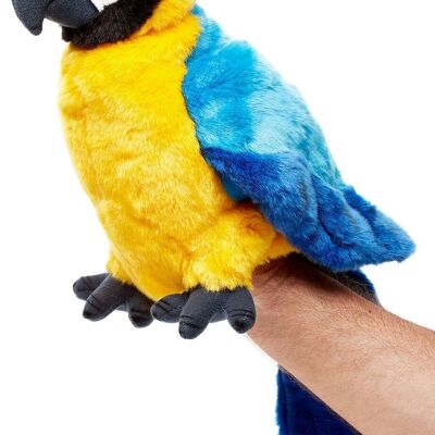 Handpuppe Papagei, mit drehbarem Kopf - 26 cm (Höhe) - Keywords: Vogel, Ara, exotisches Wildtier, Plüsch, Plüschtier, Stofftier, Kuscheltier