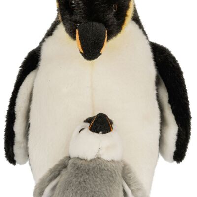 Manchot empereur avec bébé - 26 cm (hauteur) - Mots clés : oiseau, pingouin, animal sauvage exotique, peluche, peluche, peluche, peluche